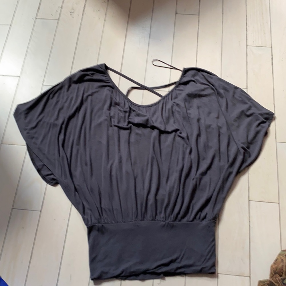 Charcoal grey batwing top